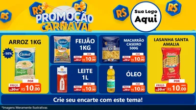 Modelo de TV para TV Horizontal com o tema Promoção de Carnaval para Supermercado