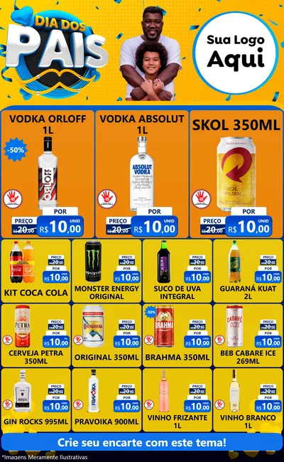 Modelo de Encarte para Encarte Grande com o tema Dia dos Pais para Distribuidora de bebidas