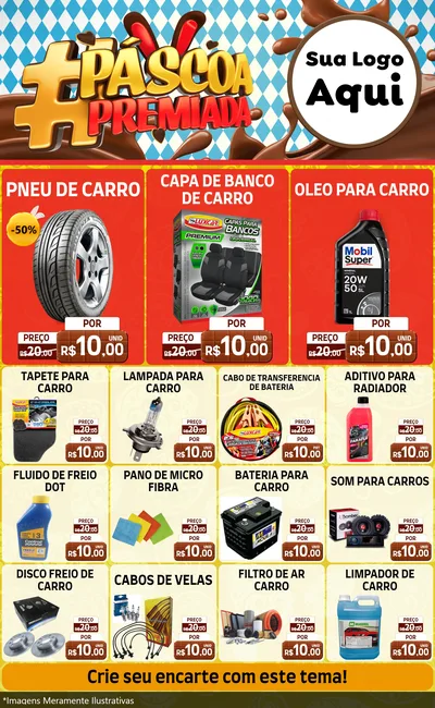 Modelo de Encarte para Encarte Grande com o tema Páscoa Premiada para Auto peças