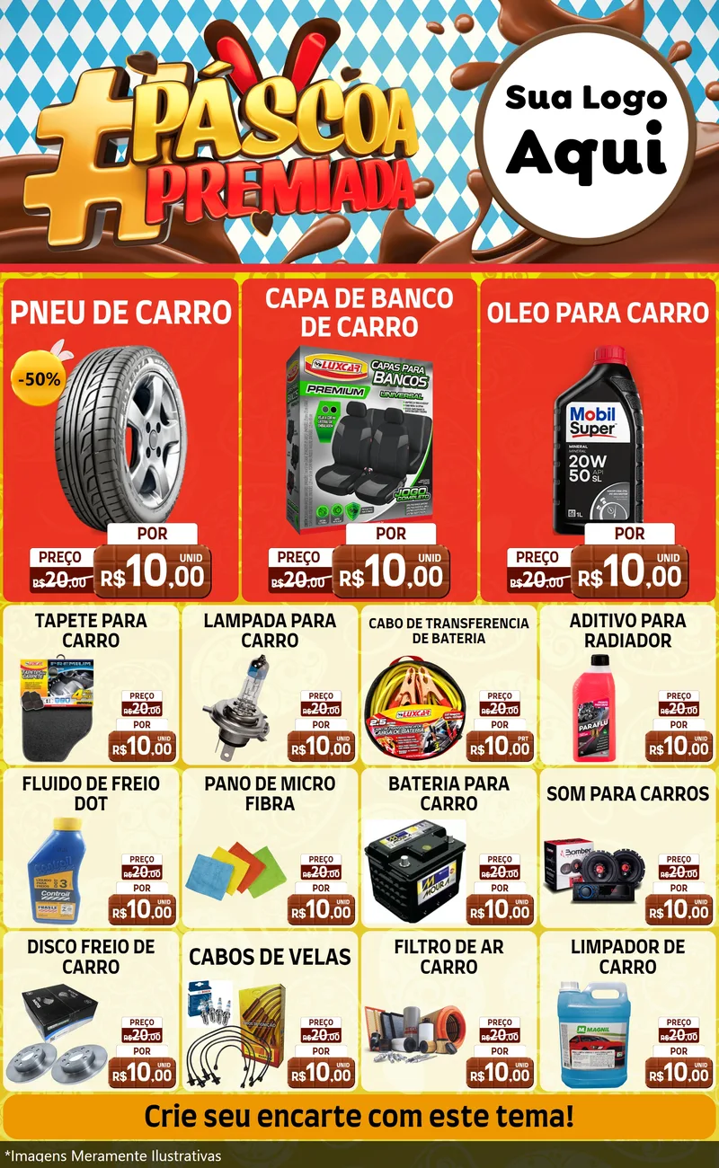 Modelo de Encarte para Encarte Grande com o tema Páscoa Premiada para Auto peças