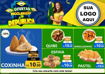 Modelo de Encarte para Encarte A4 Horizontal com o tema Ofertas Proclamação da República para Salgadaria