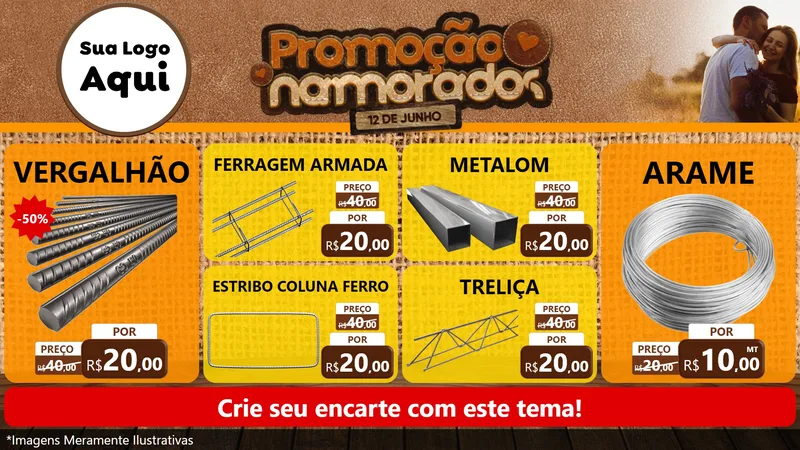 Modelo de TV para TV Horizontal com o tema Promoção Namorados para Ferragens