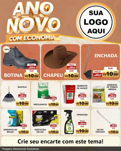 Modelo de Rede Social para Feed Instagram com o tema Ano Novo Com Economia para Agropecuária