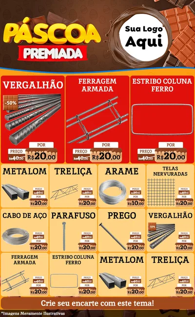 Modelo de Encarte para Encarte Grande com o tema Páscoa Premiada para Ferragens
