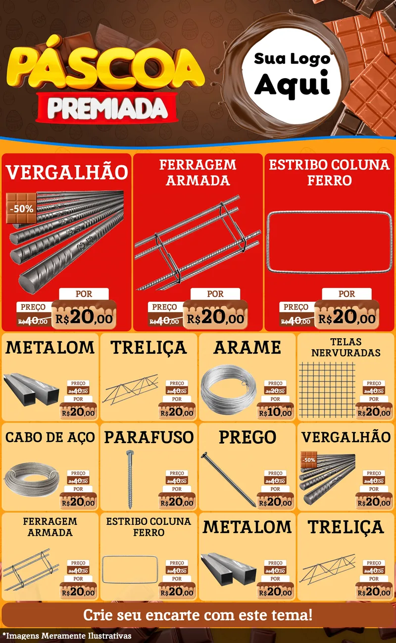 Modelo de Encarte para Encarte Grande com o tema Páscoa Premiada para Ferragens