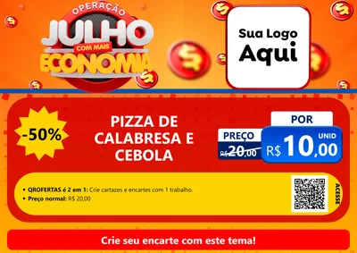 Modelo de Cartaz para Cartaz A4 Horizontal com o tema Operação Julho Com Mais Economia para Pizzaria