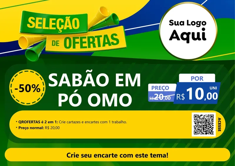 Modelo de Cartaz para Cartaz A4 Horizontal com o tema Seleção de Ofertas - Copa para Produtos de Limpeza