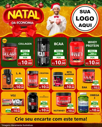 Modelo de Rede Social para Feed Instagram com o tema Natal da Economia para Suplementos alimentares