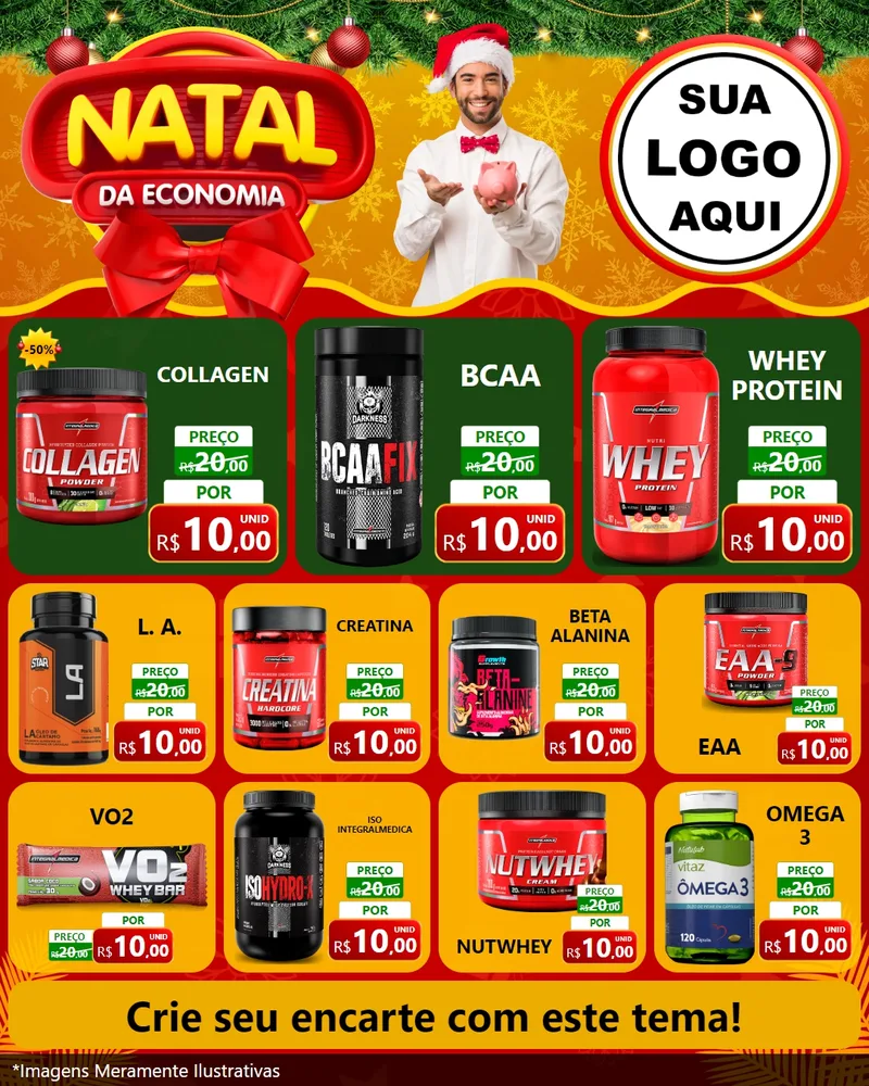 Modelo de Rede Social para Feed Instagram com o tema Natal da Economia para Suplementos alimentares