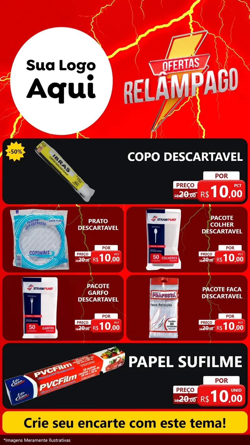 Modelo de TV para TV Vertical com o tema Ofertas Relâmpago para Embalagens