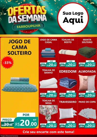 Modelo de Encarte para Encarte A4 Vertical com o tema Ofertas da Semana Farroupilha para Cama, Mesa e Banho