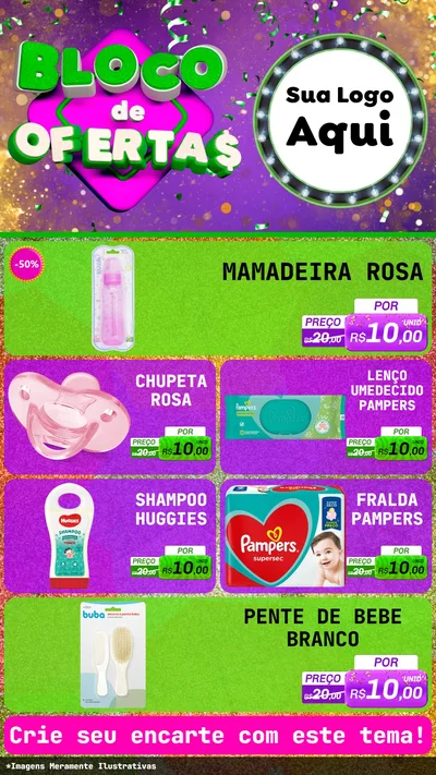 Modelo de TV para TV Vertical com o tema Bloco de Ofertas para Bebês