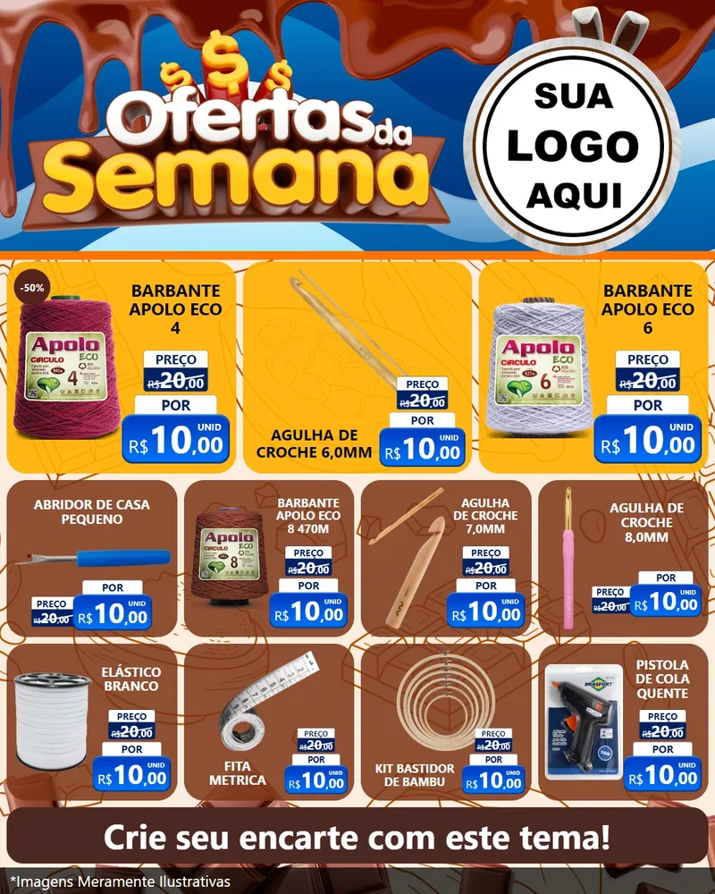 Modelo de Rede Social para Feed Instagram com o tema Ofertas da Semana - Páscoa para Armarinho e Aviamentos