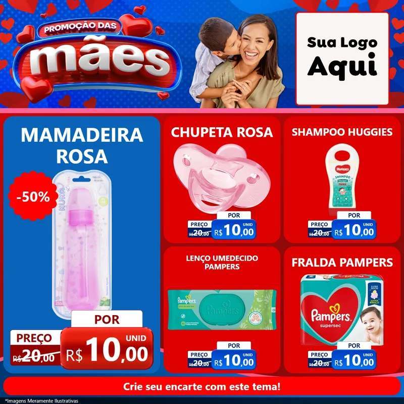 Modelo de Rede Social para Feed Facebook com o tema Promoção das Mães para Bebês