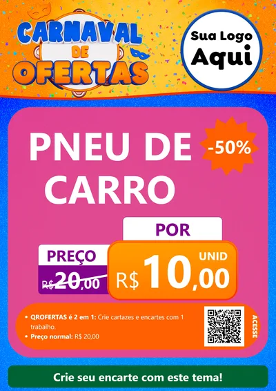 Modelo de Cartaz para Cartaz A4 Vertical com o tema Carnaval de Ofertas para Auto peças