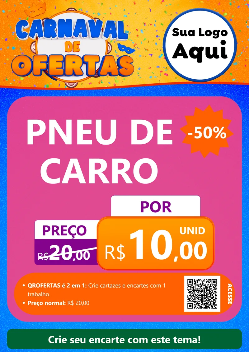 Modelo de Cartaz para Cartaz A4 Vertical com o tema Carnaval de Ofertas para Auto peças
