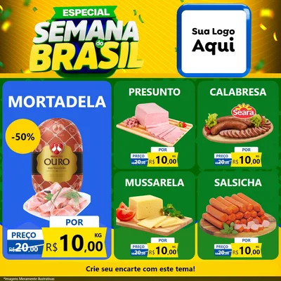 Modelo de Rede Social para Feed Facebook com o tema Especial Semana do Brasil para Frios e Laticínios