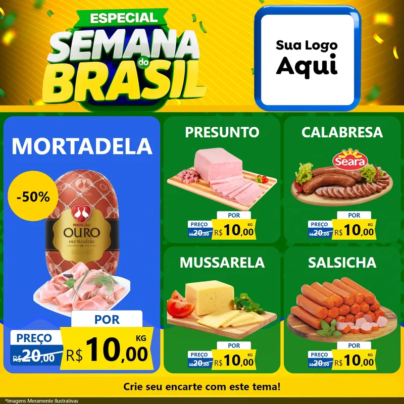 Modelo de Rede Social para Feed Facebook com o tema Especial Semana do Brasil para Frios e Laticínios