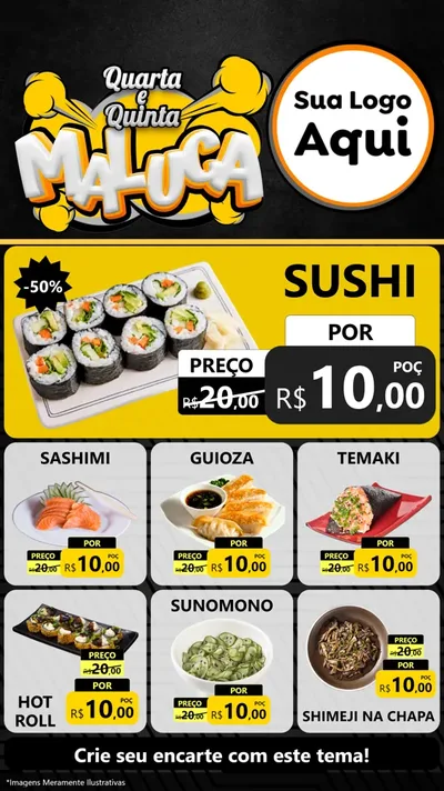 Modelo de Rede Social para Stories com o tema Quarta e Quinta Maluca para Comida japonesa