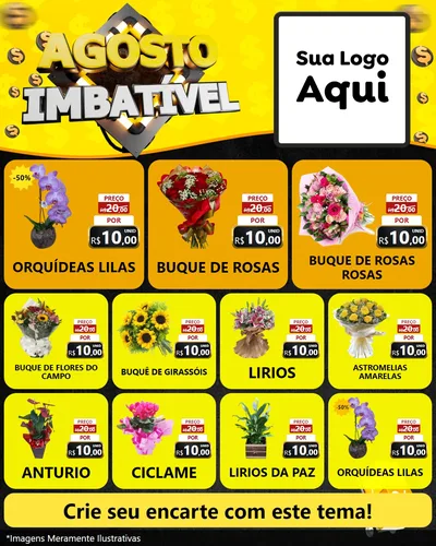 Modelo de Rede Social para Feed Instagram com o tema Agosto Imbatível para Floricultura e jardim