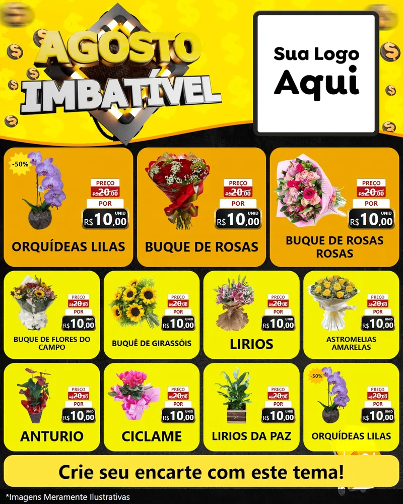 Modelo de Rede Social para Feed Instagram com o tema Agosto Imbatível para Floricultura e jardim