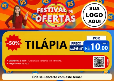 Modelo de Cartaz para Cartaz A4 Horizontal com o tema Festival de Ofertas para Peixaria