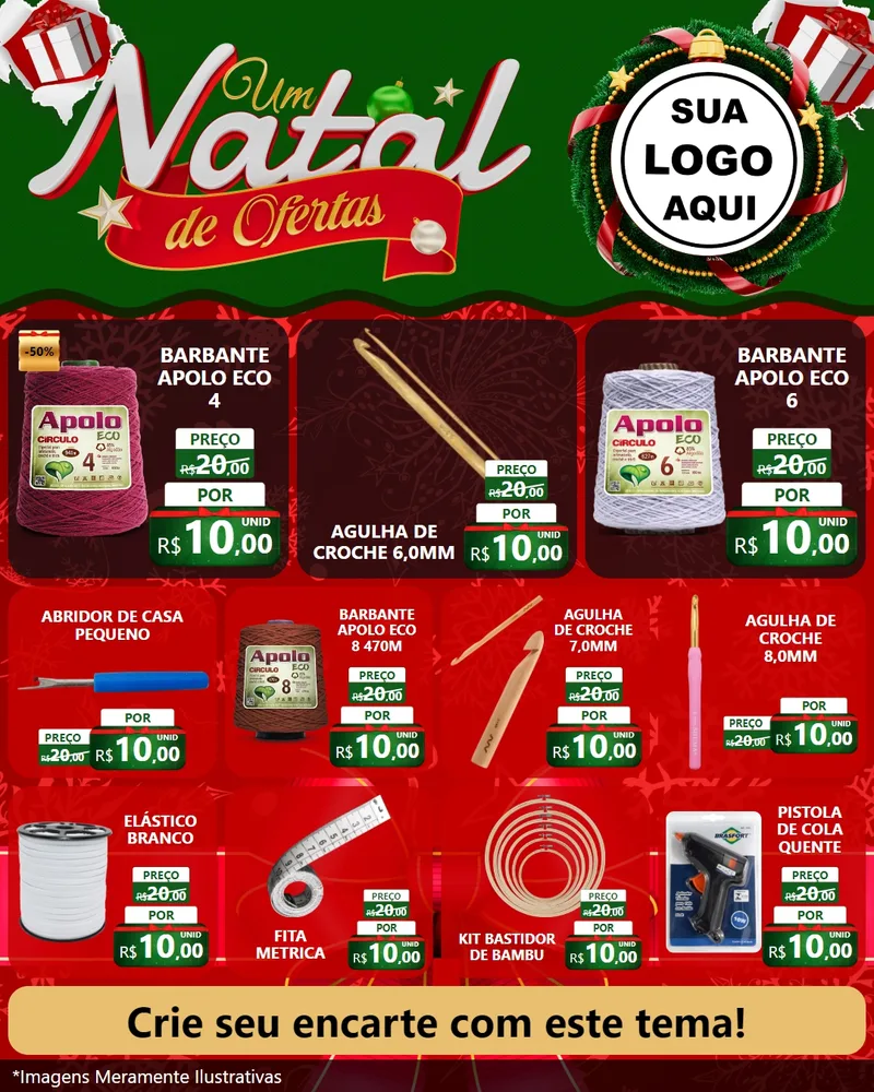 Modelo de Rede Social para Feed Instagram com o tema Um Natal de Ofertas para Armarinho e Aviamentos