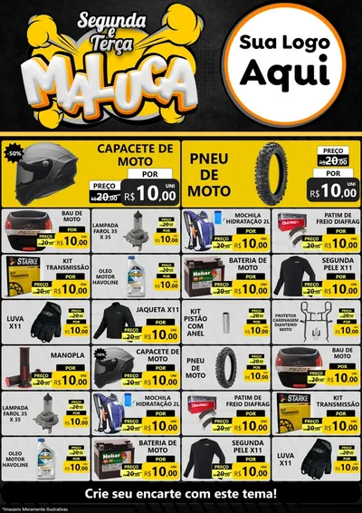 Modelo de Encarte para Encarte A4 Vertical com o tema Segunda e Terça Maluca para Moto peças