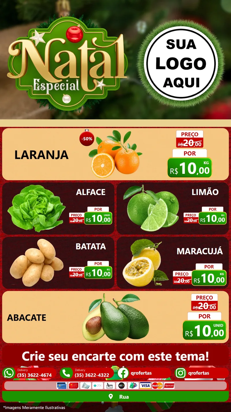 Modelo de TV para TV Vertical com o tema Natal Especial para Hortifrúti
