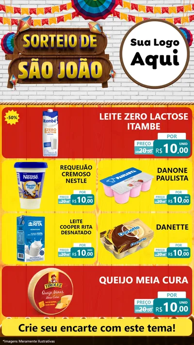 Modelo de TV para TV Vertical com o tema Sorteio de São João para Frios e Laticínios