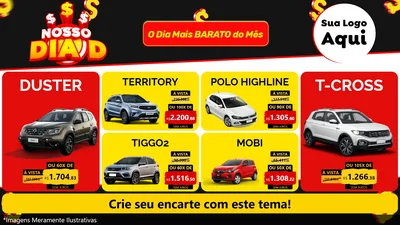 Modelo de TV para TV Horizontal com o tema Nosso Dia D para Concessionaria de Carros