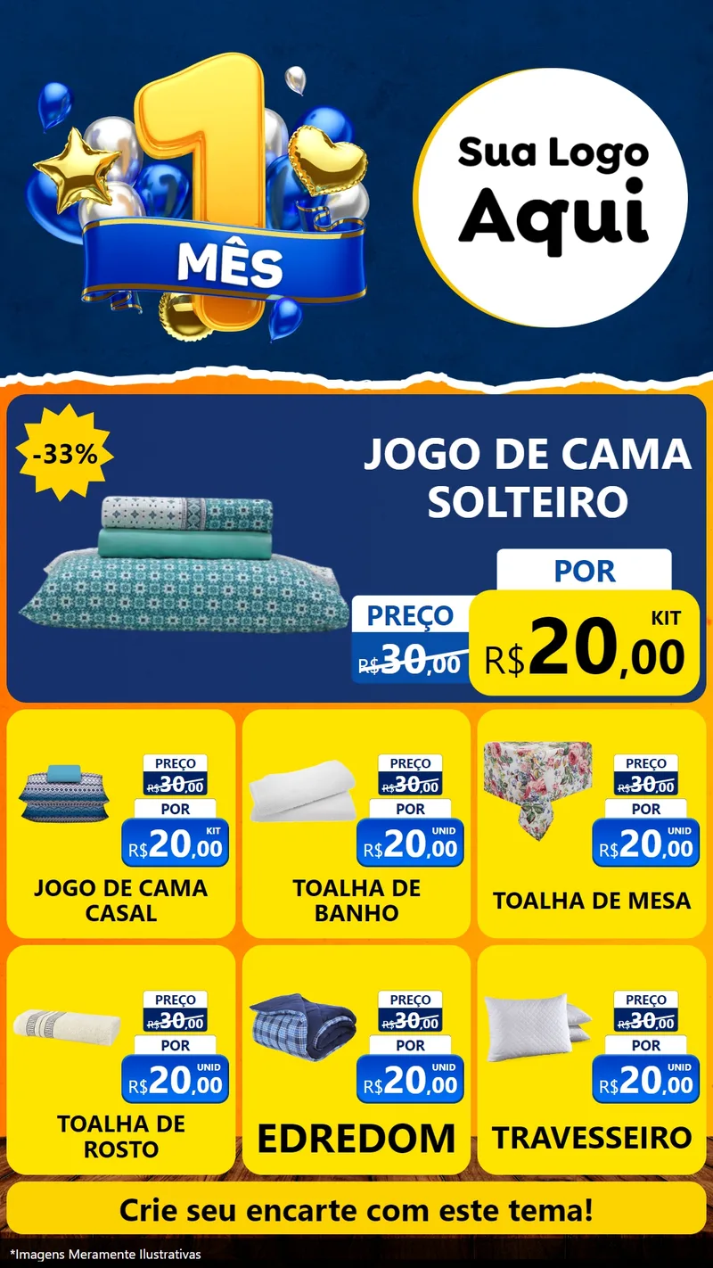 Modelo de Rede Social para Stories com o tema Um Mês de Aniversário para Cama, Mesa e Banho