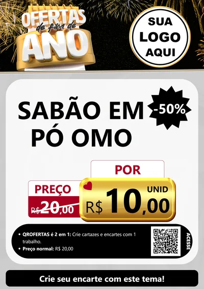 Modelo de Cartaz para Cartaz A4 Vertical com o tema Ofertas de Fim de Ano para Produtos de Limpeza