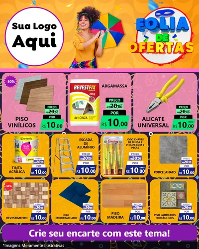 Modelo de Rede Social para Feed Instagram com o tema Folia de Ofertas para Material para Construção