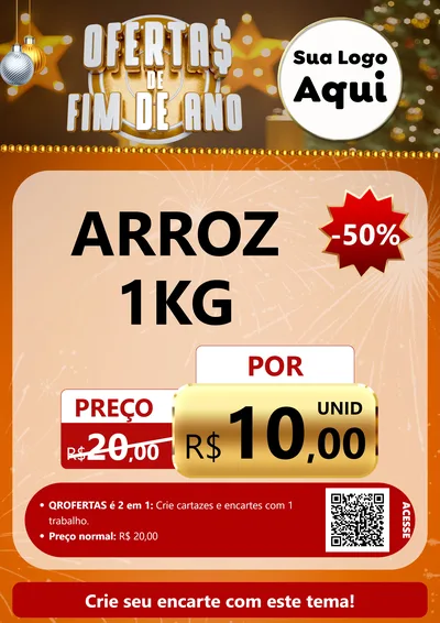 Modelo de Cartaz para Cartaz A4 Vertical com o tema Ofertas de Fim de Ano para Supermercado