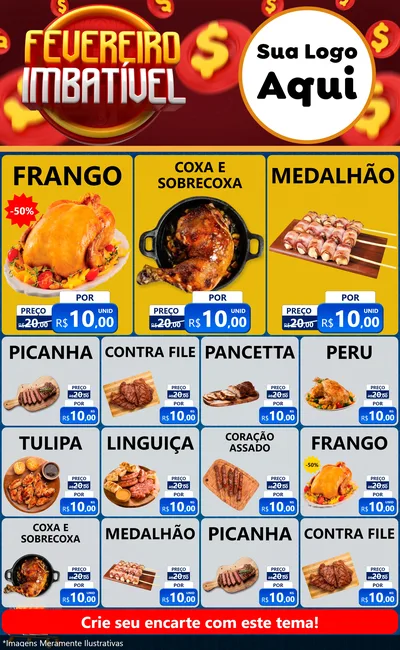 Modelo de Encarte para Encarte Grande com o tema Fevereiro Imbatível para Assados