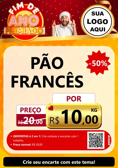 Modelo de Cartaz para Cartaz A4 Vertical com o tema Fim de Ano Premiado para Padaria