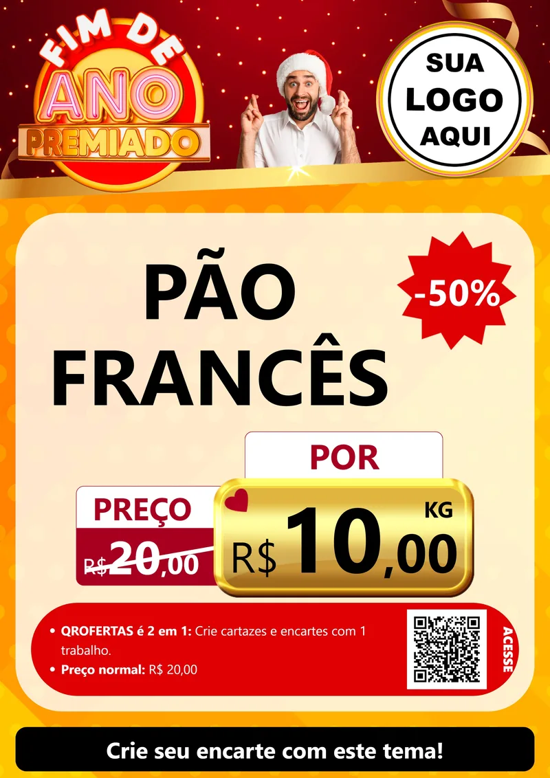 Modelo de Cartaz para Cartaz A4 Vertical com o tema Fim de Ano Premiado para Padaria