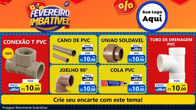 Modelo de TV para TV Horizontal com o tema Fevereiro Imbatível para Tubos e conexões