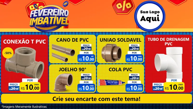 Modelo de TV para TV Horizontal com o tema Fevereiro Imbatível para Tubos e conexões