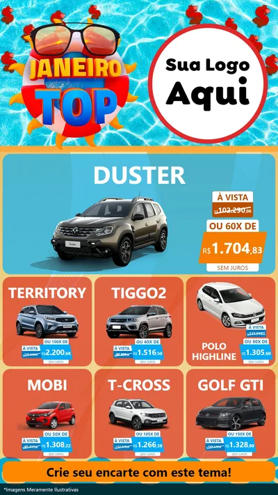 Modelo de Rede Social para Stories com o tema Janeiro Top para Concessionaria de Carros