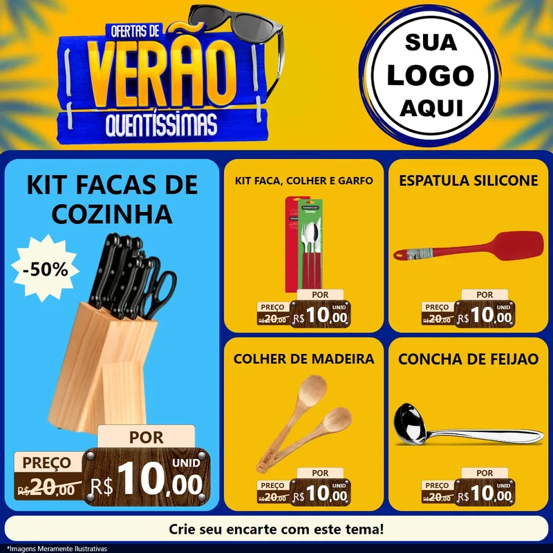 Modelo de Rede Social para Feed Facebook com o tema Ofertas de Verão Quentíssimas para Utilidades Domésticas