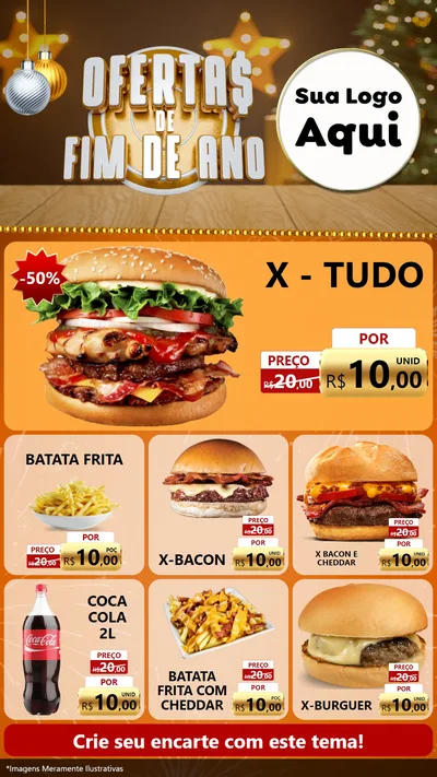 Modelo de Rede Social para Stories com o tema Ofertas de Fim de Ano para Hamburgueria