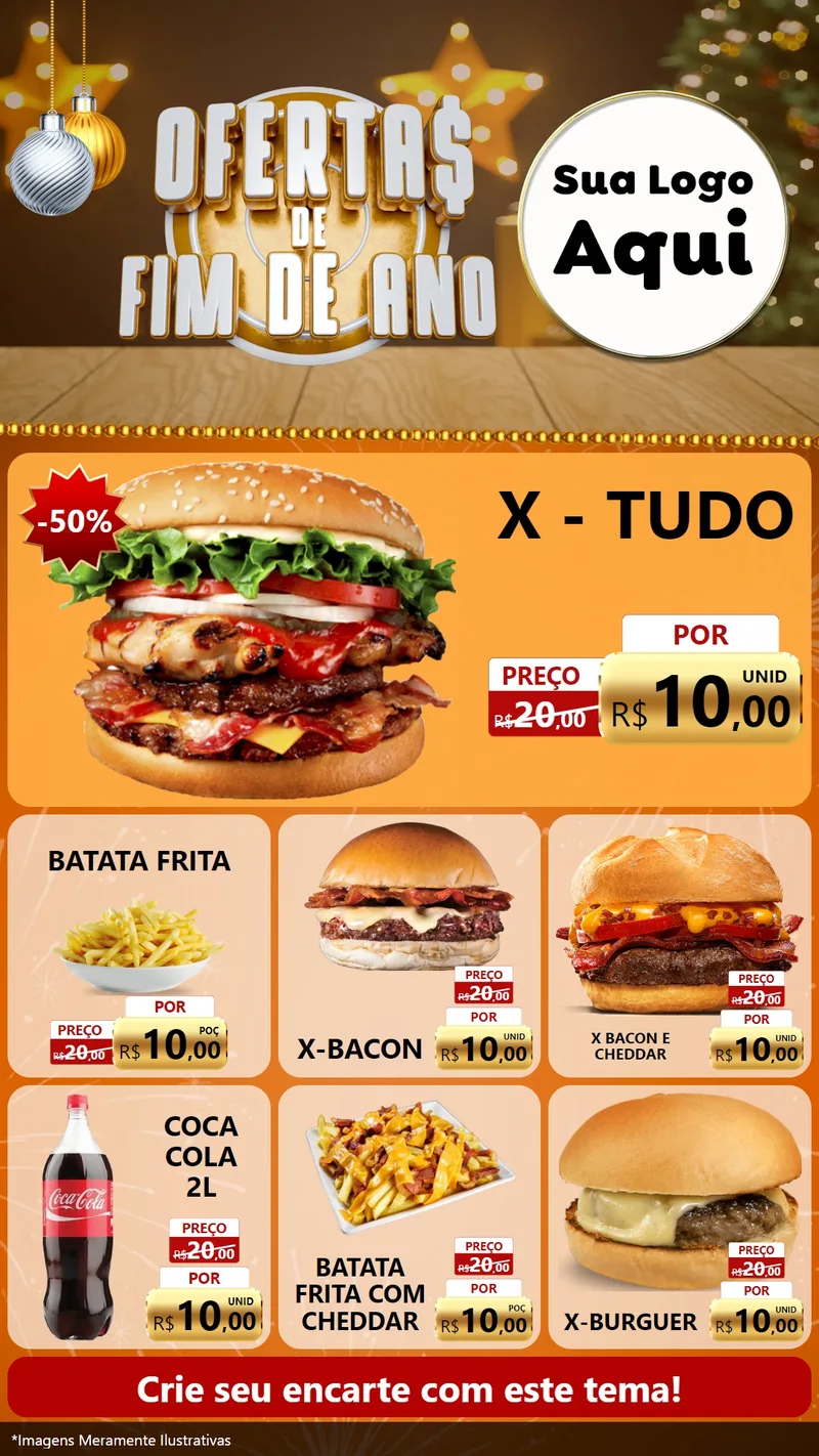 Modelo de Rede Social para Stories com o tema Ofertas de Fim de Ano para Hamburgueria