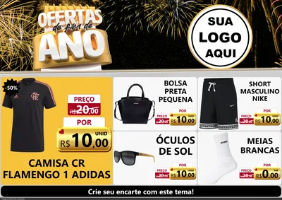 Modelo de Encarte para Encarte A4 Horizontal com o tema Ofertas de Fim de Ano para Roupas e acessórios
