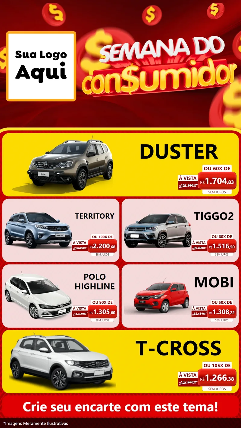Modelo de TV para TV Vertical com o tema Semana do Consumidor para Concessionaria de Carros