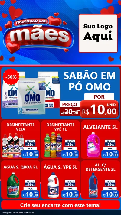 Modelo de Rede Social para Stories com o tema Promoção das Mães para Produtos de Limpeza