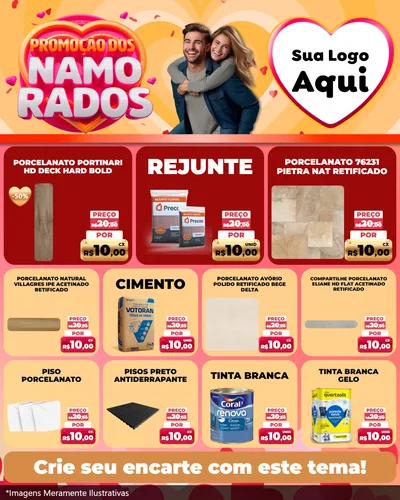 Modelo de Rede Social para Feed Instagram com o tema Promoção dos Namorados para Pisos e revestimentos