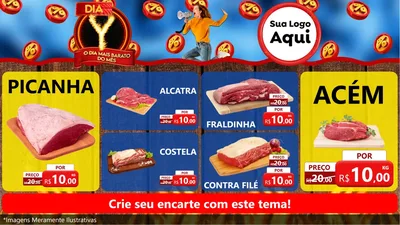 Modelo de TV para TV Horizontal com o tema Dia Y - O Dia Mais Barato Do Mês para Açougue