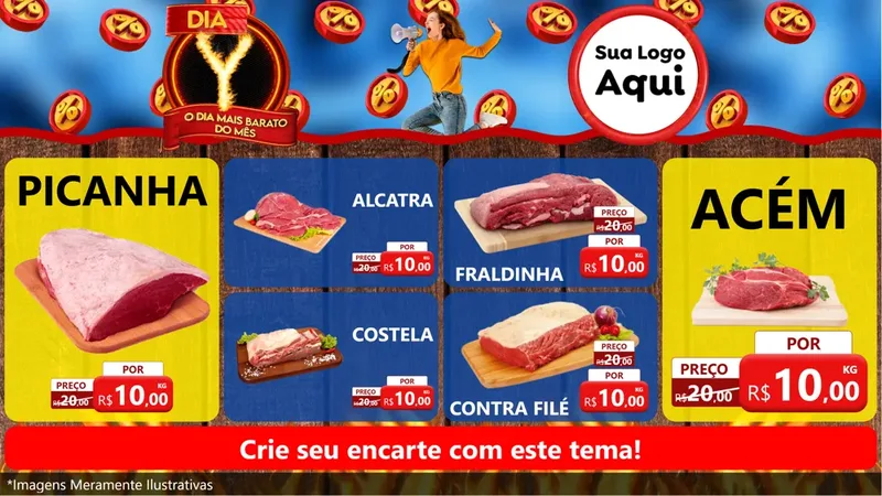 Modelo de TV para TV Horizontal com o tema Dia Y - O Dia Mais Barato Do Mês para Açougue